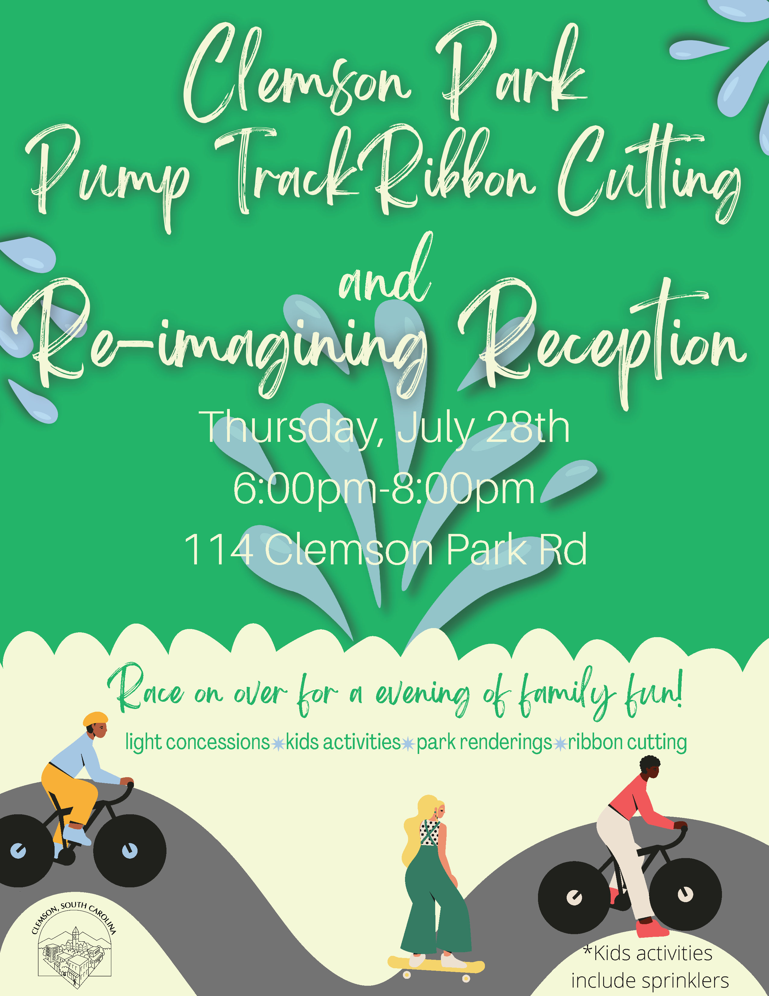 Clemson Park Pump Track Ribbon Cutting and Re-imagining Reception